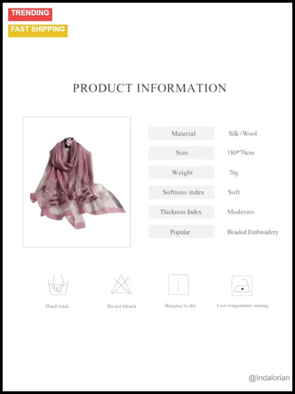Silk Wool Chiffon Scarf Women Ginkgo Embroidery Transparent Tulle Lightweight